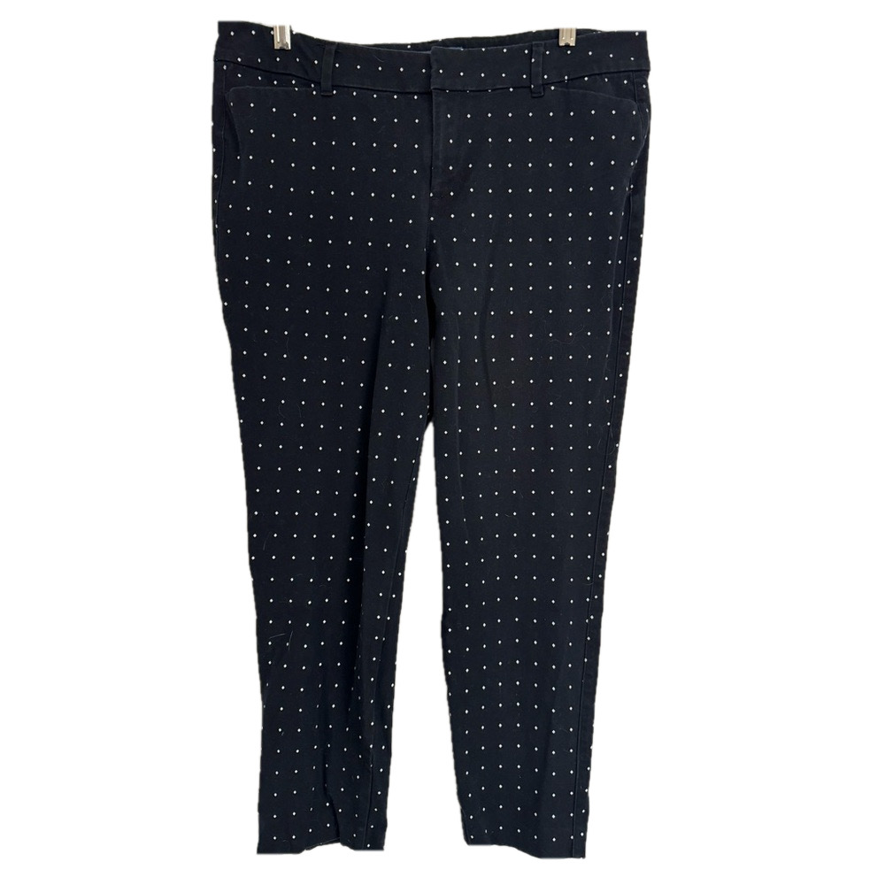 Old Navy Black Pixie Mid-Rise Pants with White Diamond Pattern Size 14 Tall
